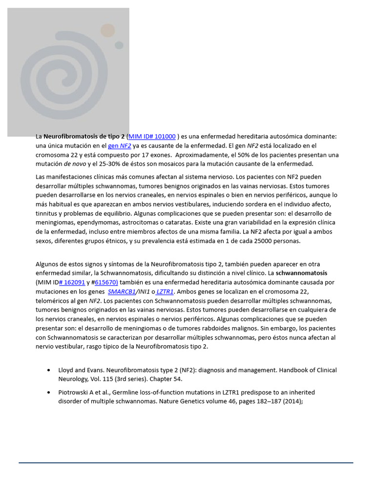 NF2 S Schwannomatosis ESP | PDF | Neoplasias | Especialidades Medicas