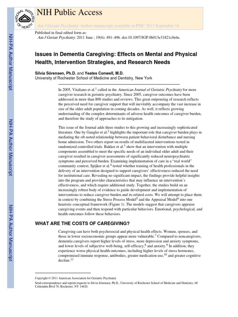 Issues in Dementia Caregiving Effects On | PDF | Caregiver | Dementia