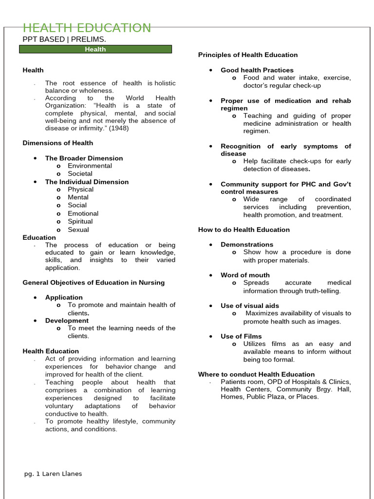 Health Education Overview and Strategies | PDF | Self Efficacy | Learning