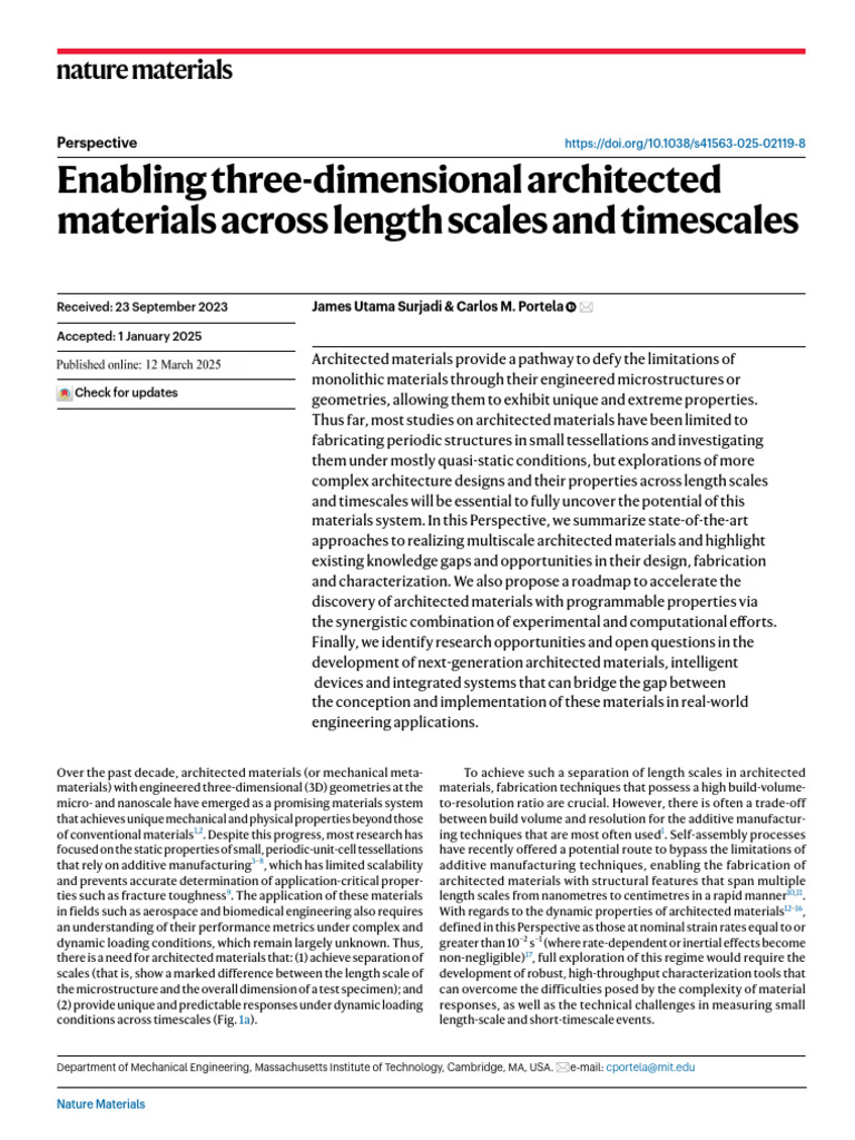 Enabling Three-Dimensional Architected Materials Across Length Scales ...