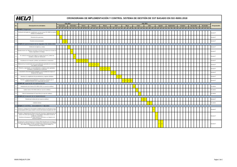 Cronograma ISO 45001:2018 SST 2024-2025 | PDF