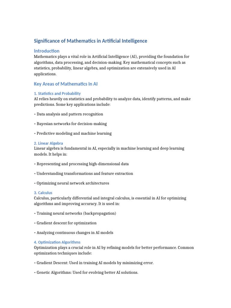 Math Foundations for AI Applications | PDF