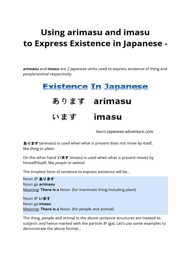 Understanding Arimasu and Imasu | PDF | Semantic Units | Morphology