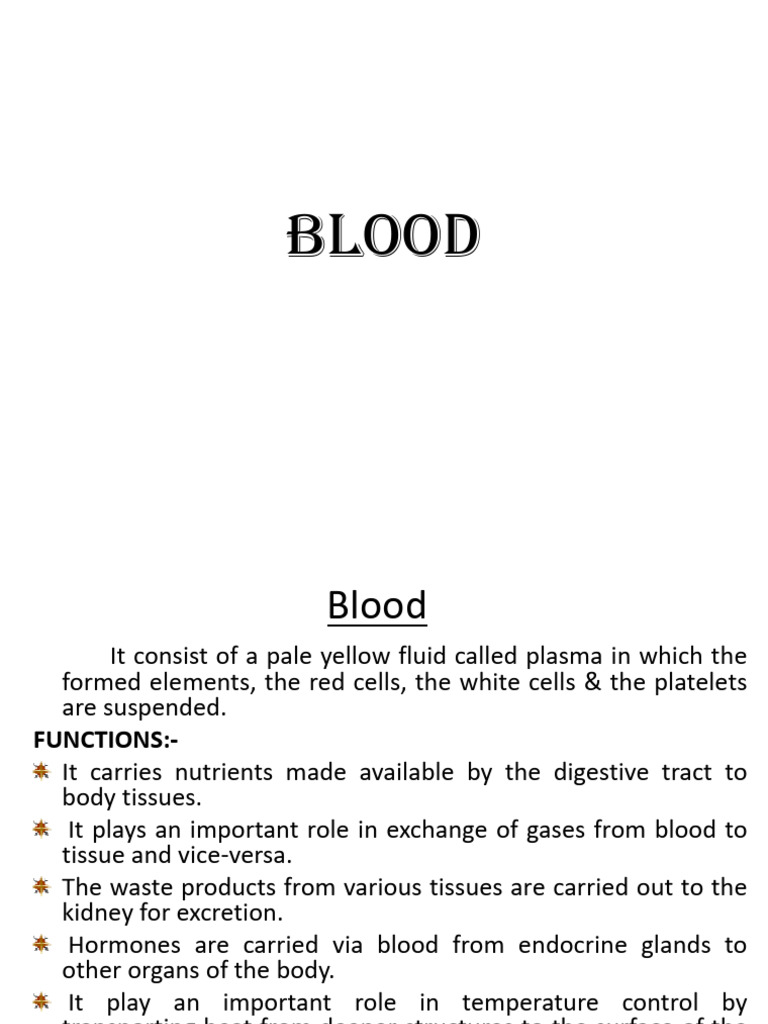 Functions and Components of Blood | PDF | Red Blood Cell | Blood