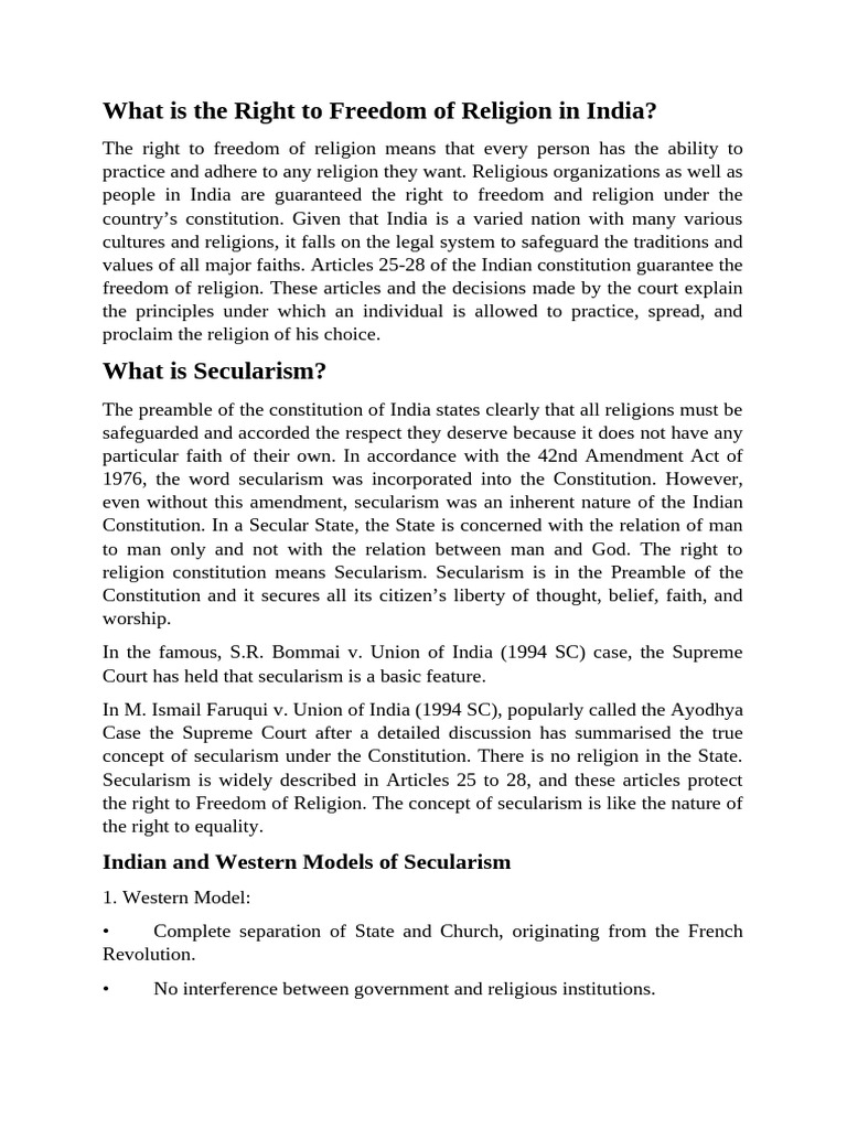 Freedom of Religion in India Explained | PDF | Freedom Of Religion ...