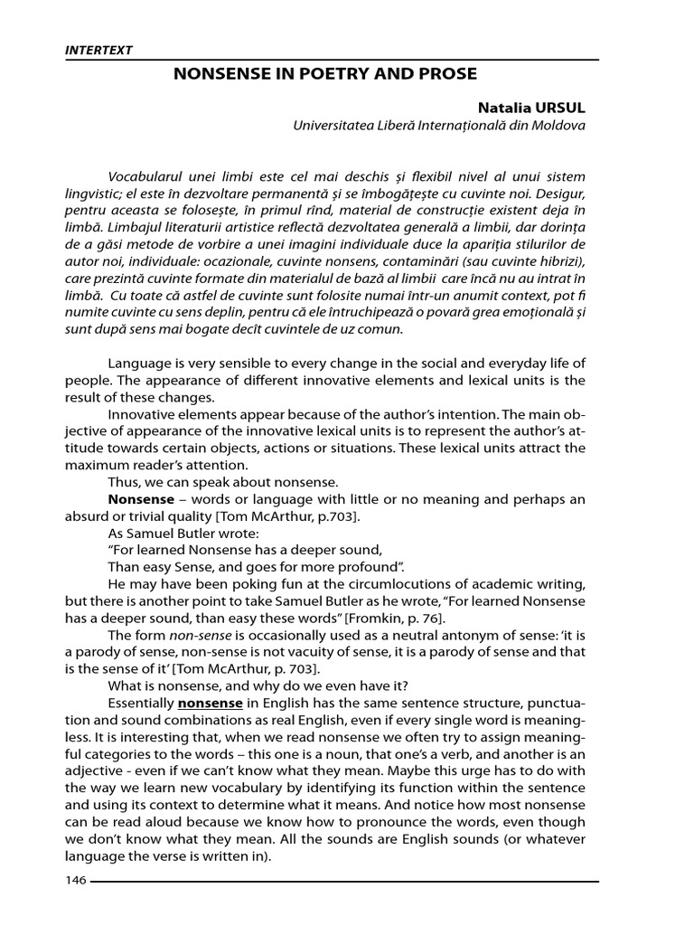 Understanding Nonsense in Literature | PDF | Semantics | Interpretation ...