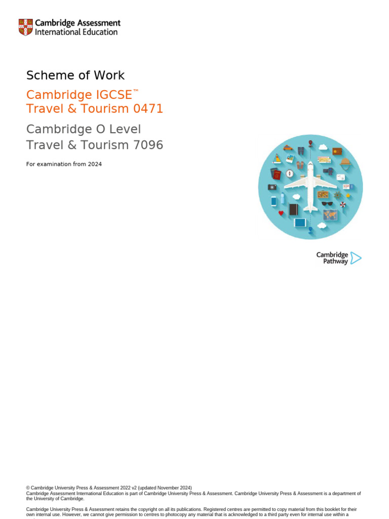 0471 Scheme of Work (For Examination From 2024) | PDF | Tourism | Learning