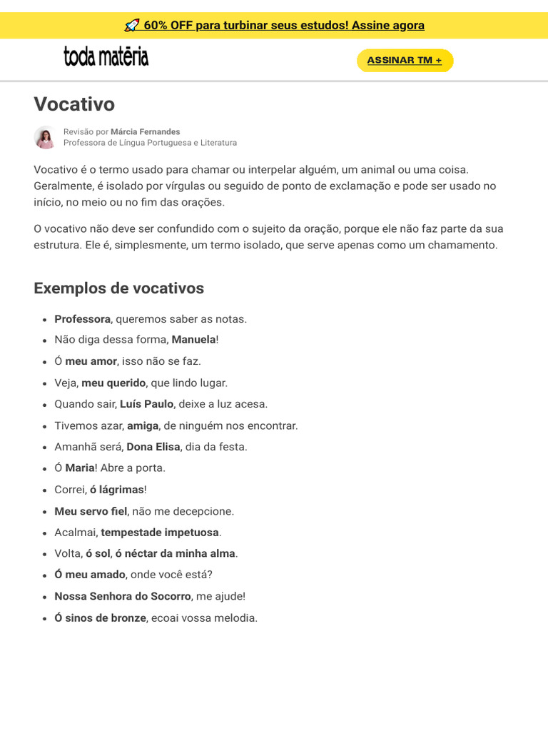 5.1. Vocativo_ entenda o que é e como identificar (com exemplos) - Toda ...