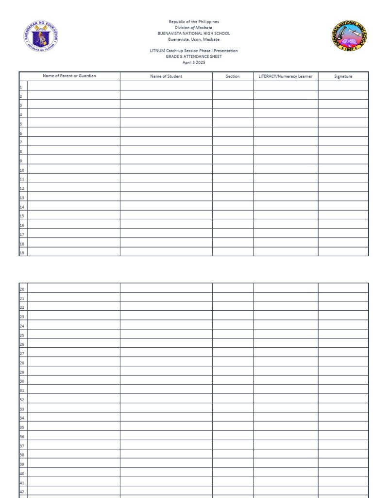 Attendance - LITNUM Phase 1 G9 | PDF