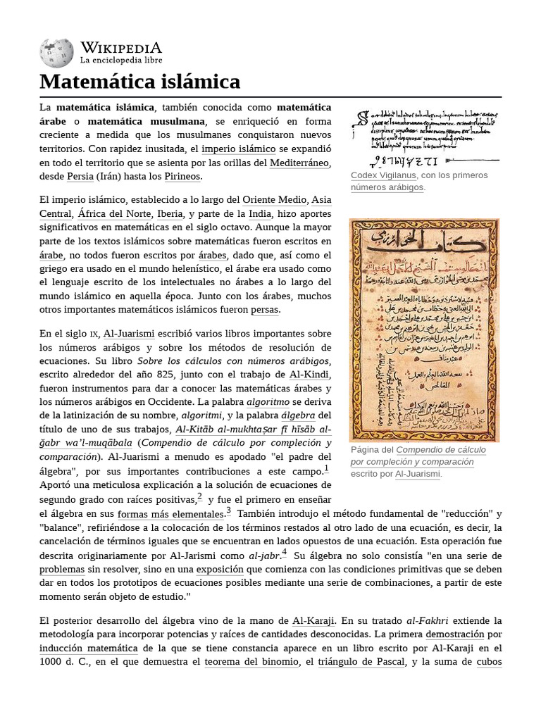 Matemática Islámica y sus Aportaciones | PDF | Álgebra | Matemáticas