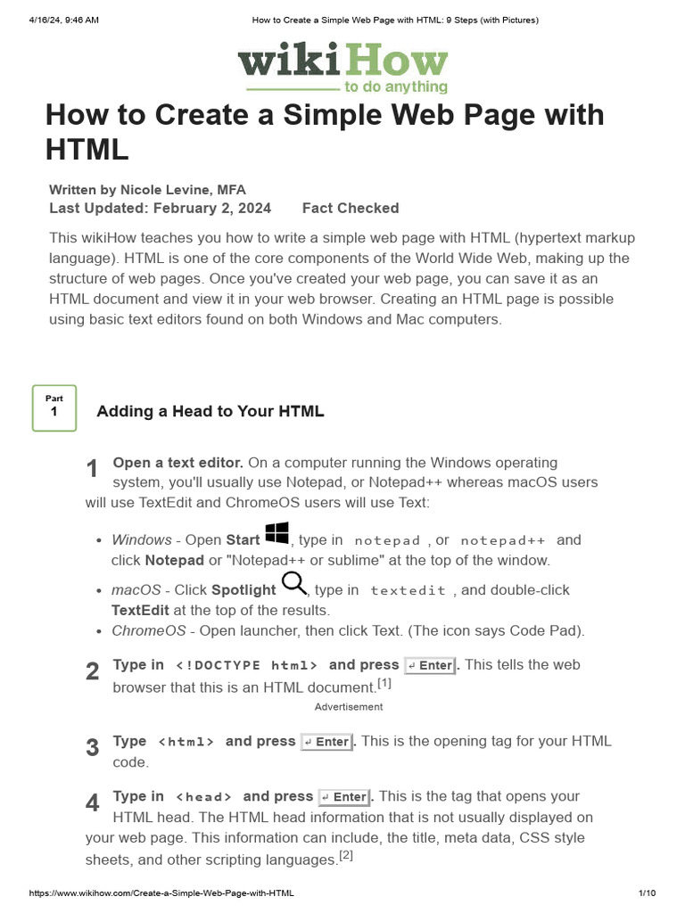 How-to-Create-a-Simple-Web-Page-with-HTML_-9-Steps-with-Pictures | PDF ...