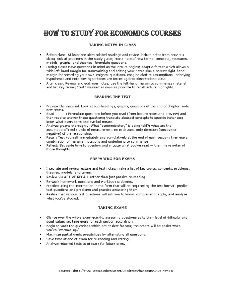 Effective Study Tips for Economics Courses | PDF | Hypothesis | Lecture