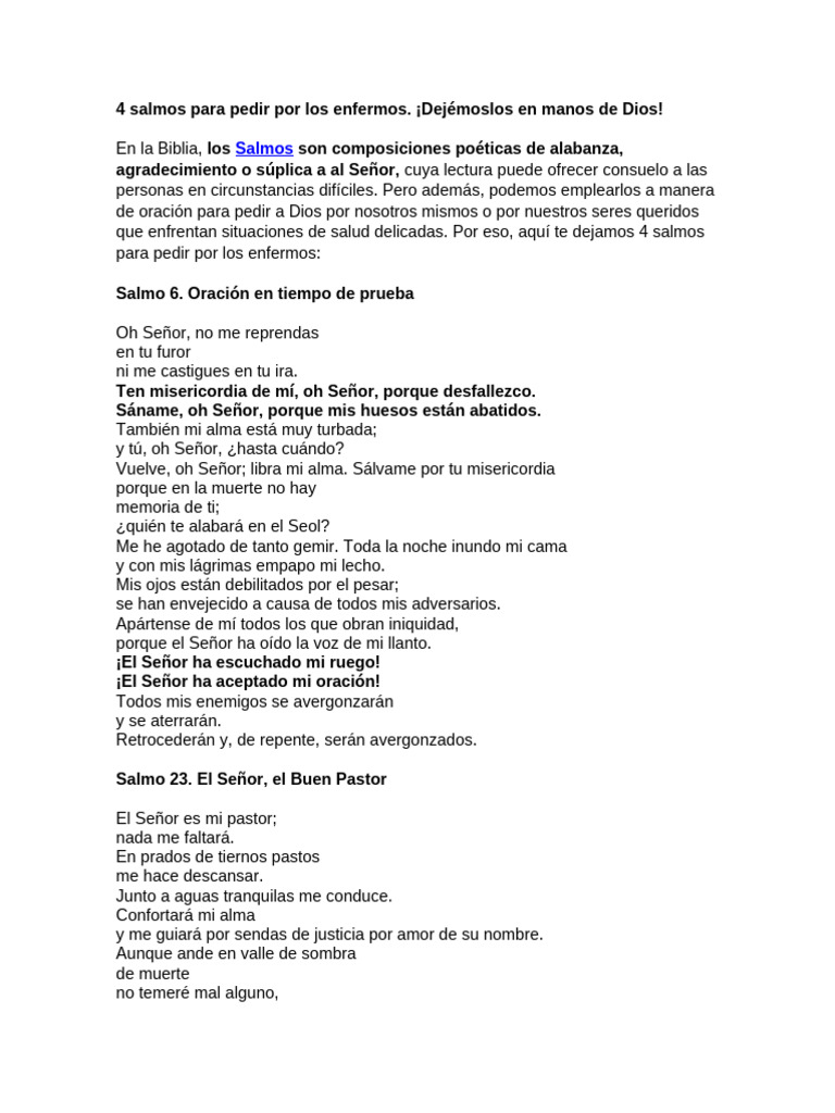 Salmos para la sanidad de enfermos | PDF | Salmos