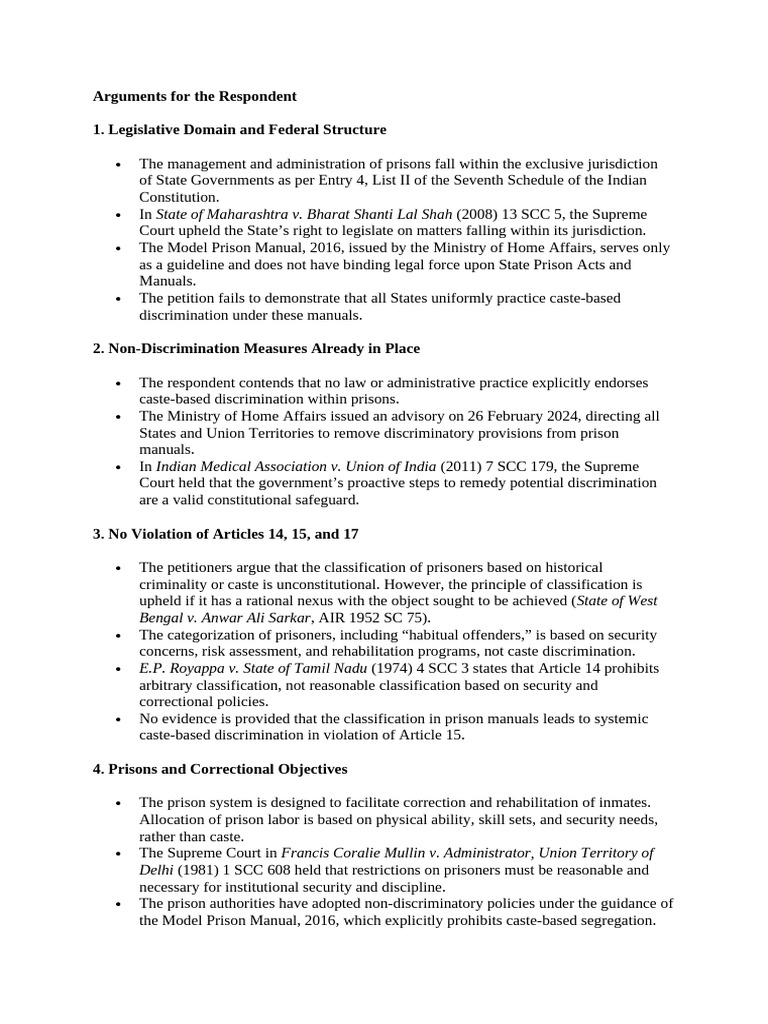 Arguments Against Caste Discrimination in Prisons | PDF | Prison ...