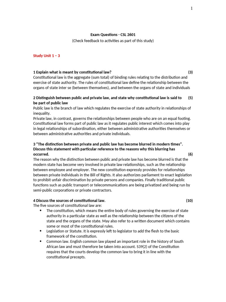 Constitutional Law Exam Questions Guide | PDF | Political Ideologies ...