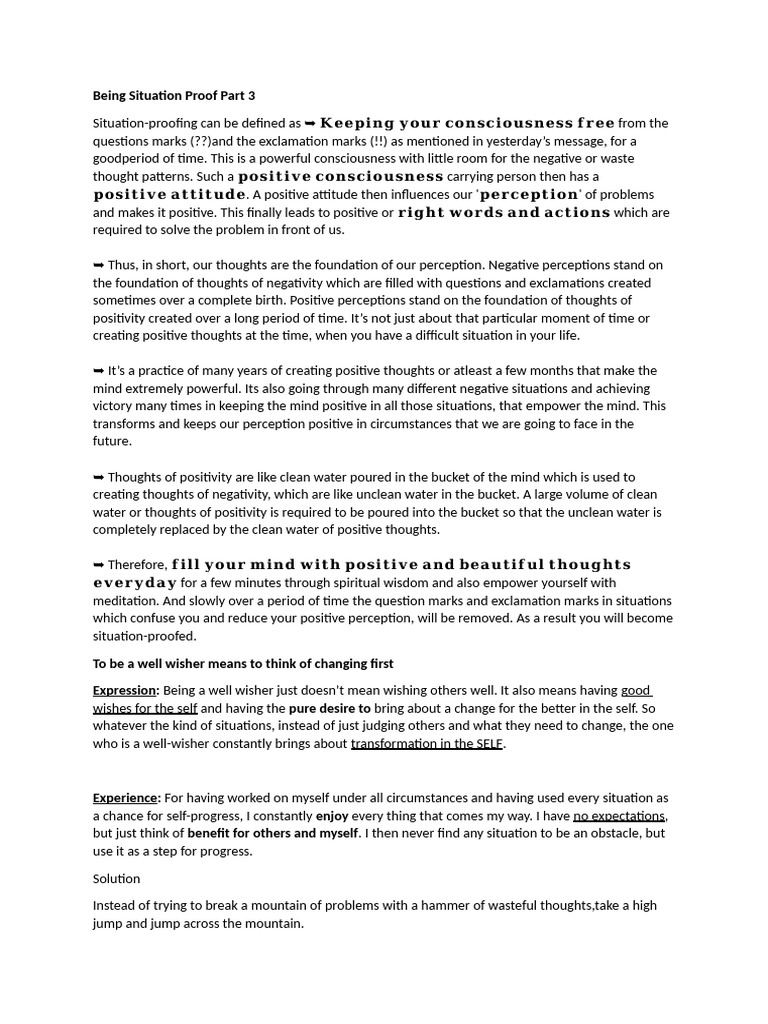 Being Situation Proof Part 3 Pdf Thought Feeling