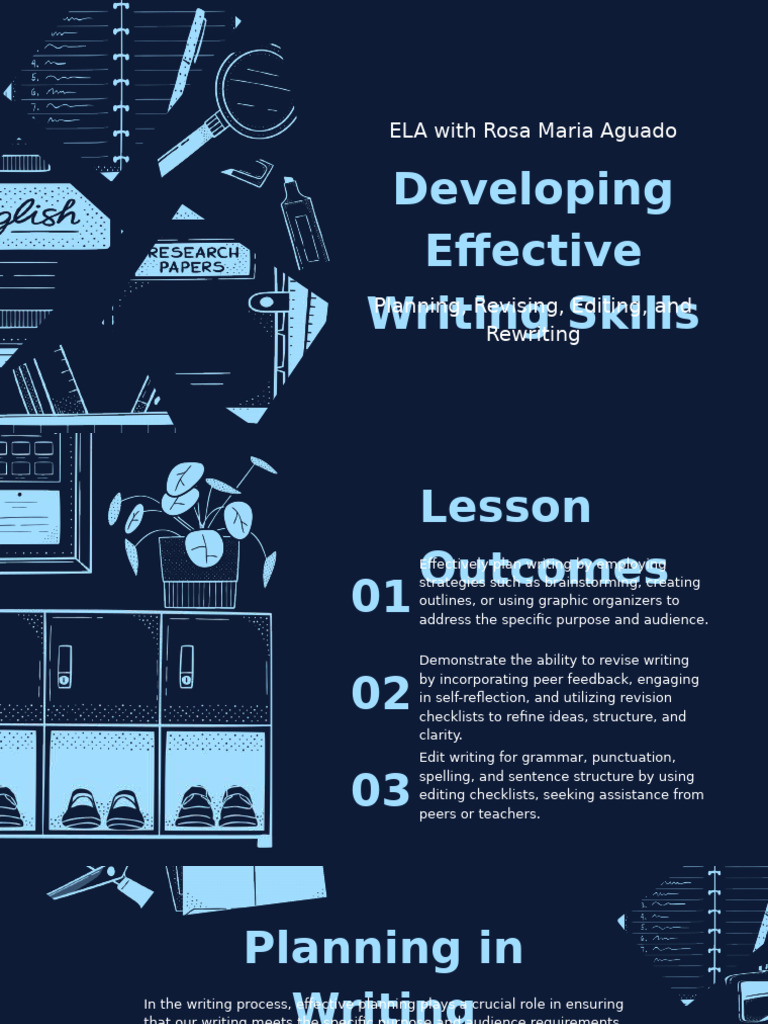 Developing Effective Writing Skills Educational Presentation in Blue ...