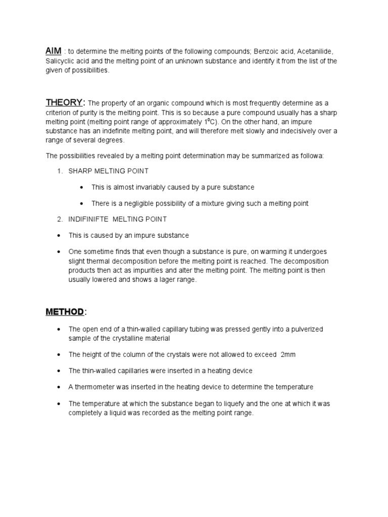 Aim Melting Point Chemical Substances