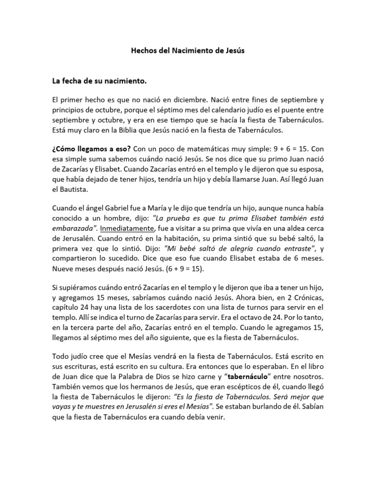 Nacimiento de Jesús: Fechas y Milagros | PDF | María, madre de Jesús ...