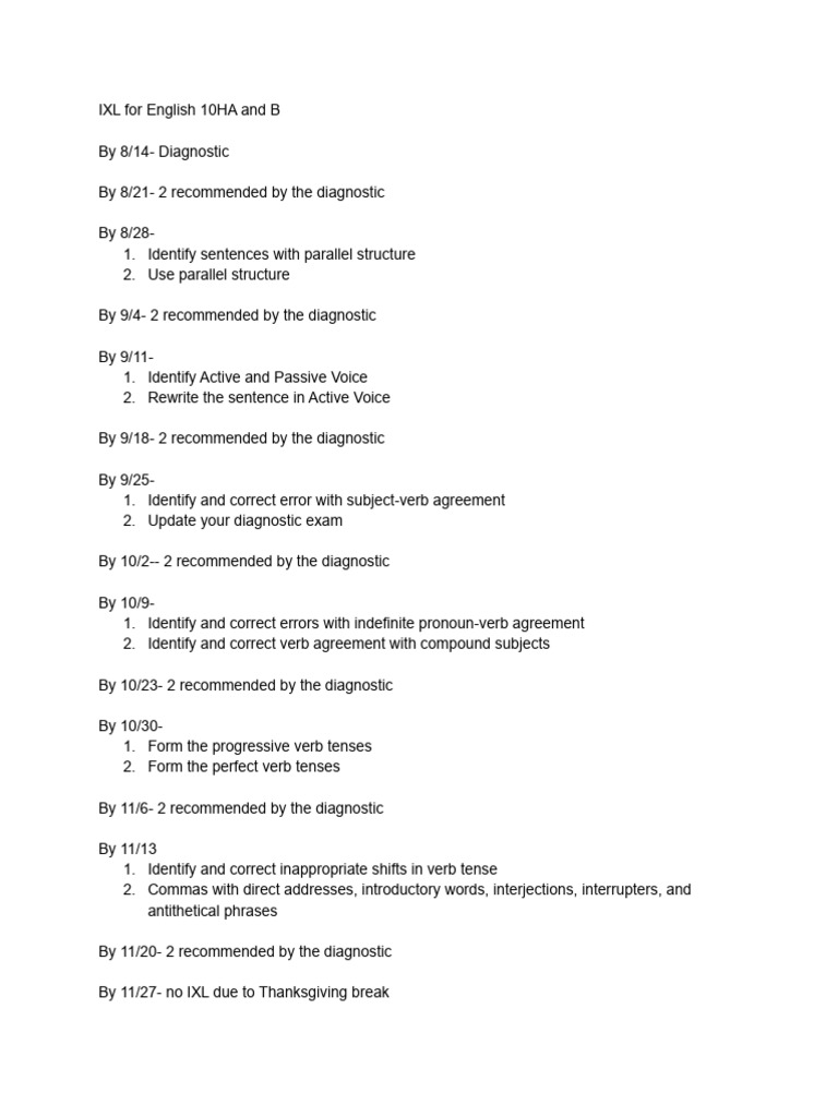 IXL For English 10HA and B | PDF