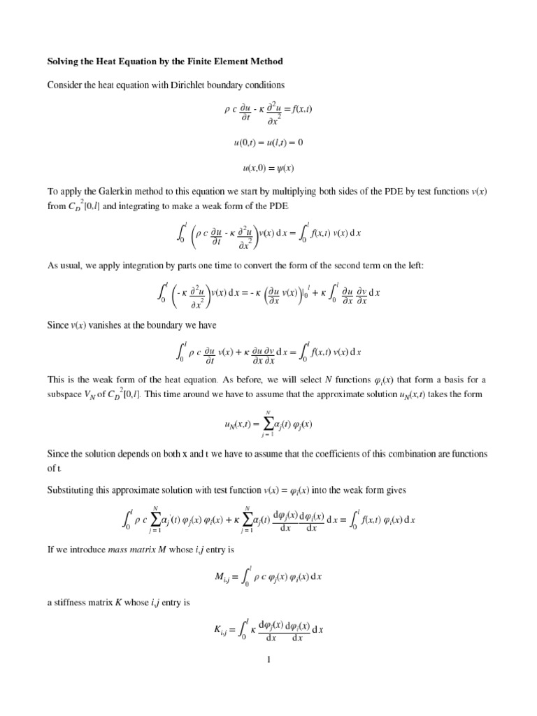 Finite Element Method for Heat Equation | PDF | Partial Differential ...