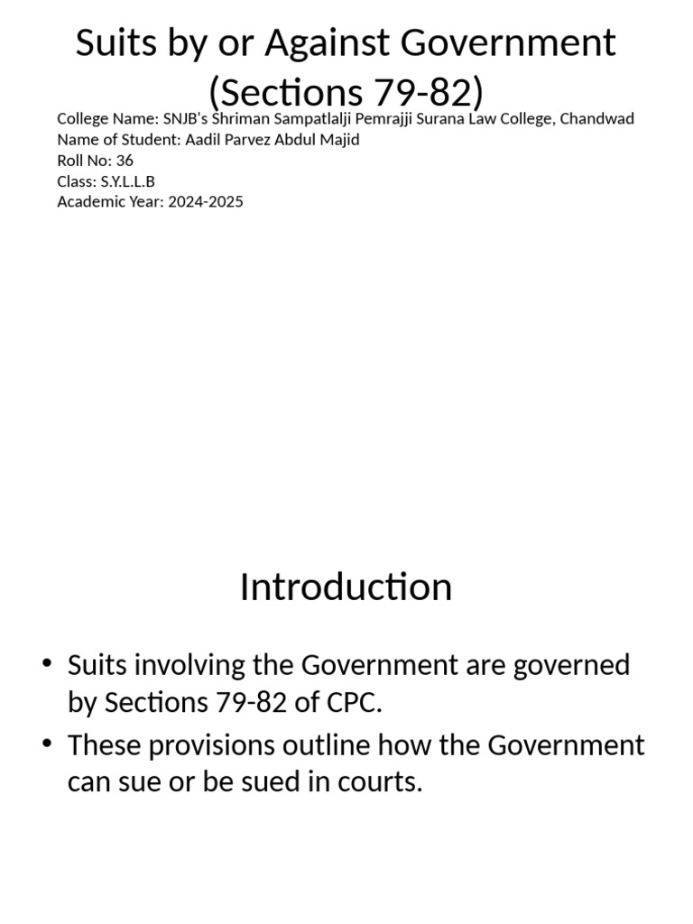Government Suits Under CPC Explained | PDF | Lawsuit | Public Law