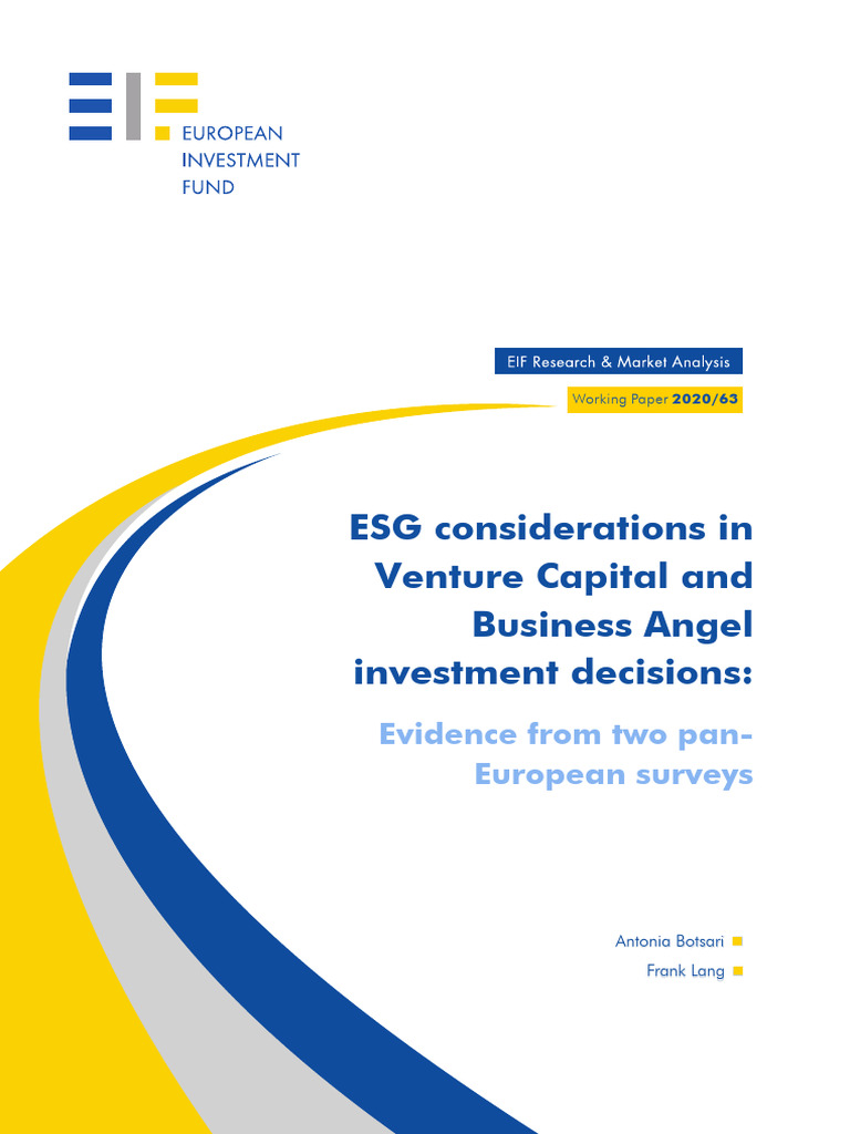 ESG in Venture Capital 68p | PDF | Venture Capital | Corporate Finance