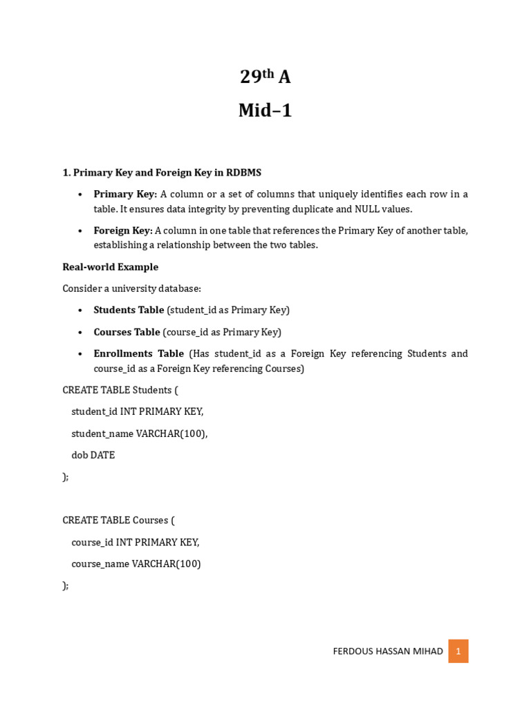 RDBMS Concepts and SQL Operations | PDF | Relational Database | Sql