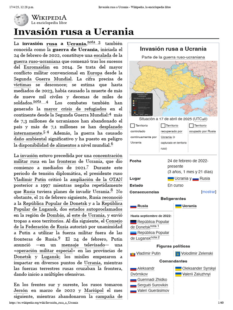 Invasión rusa a Ucrania - Wikipedia, la enciclopedia libre | PDF ...