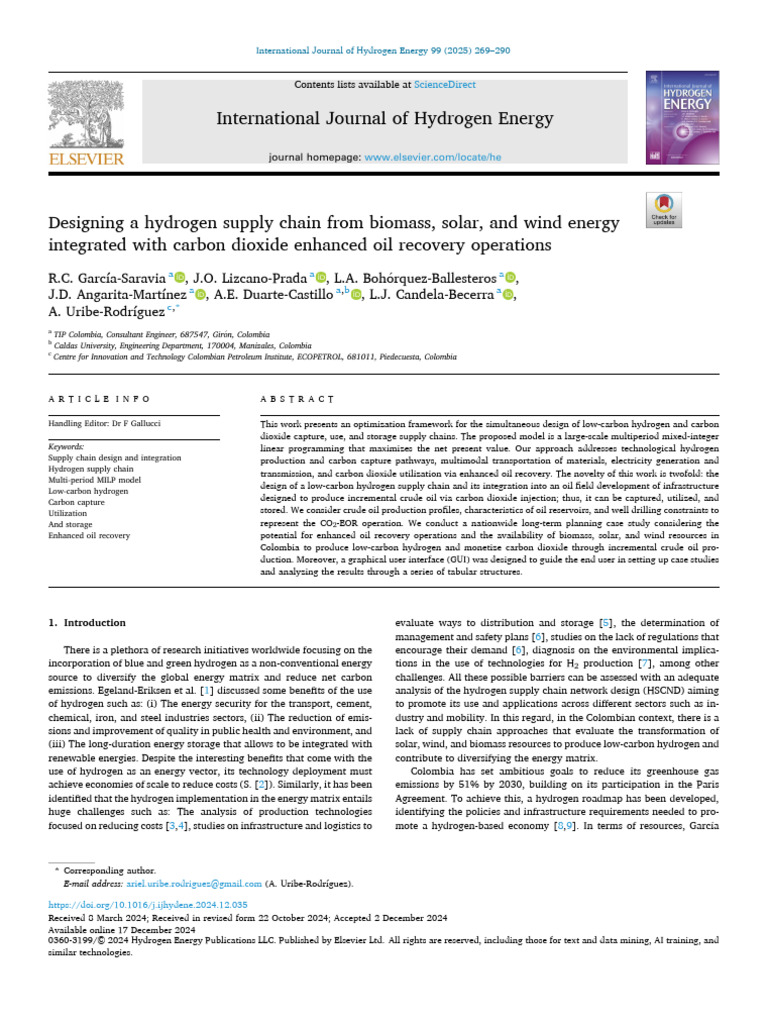 1 s2.0 S0360319924052224 Main | PDF | Carbon Capture And Storage ...