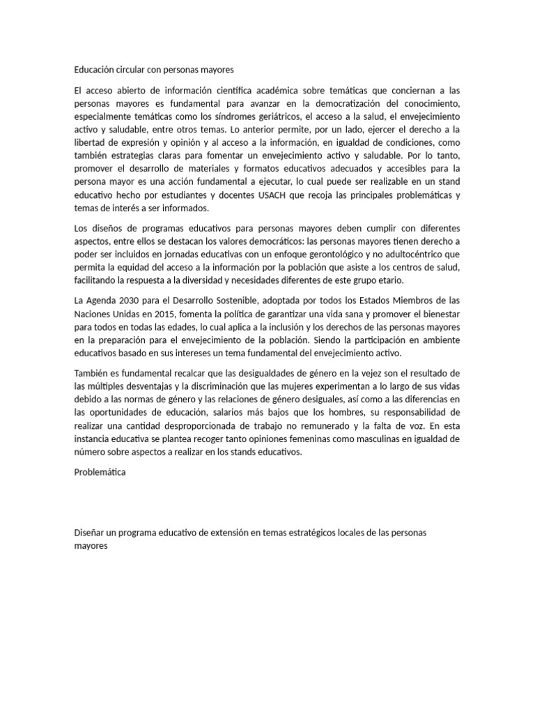 Educación Circular Con Personas Mayores | PDF | Igualdad de género ...