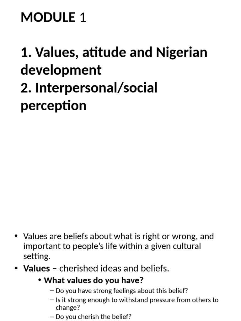 Values and Attitudes in Nigerian Culture | PDF | Interpersonal ...