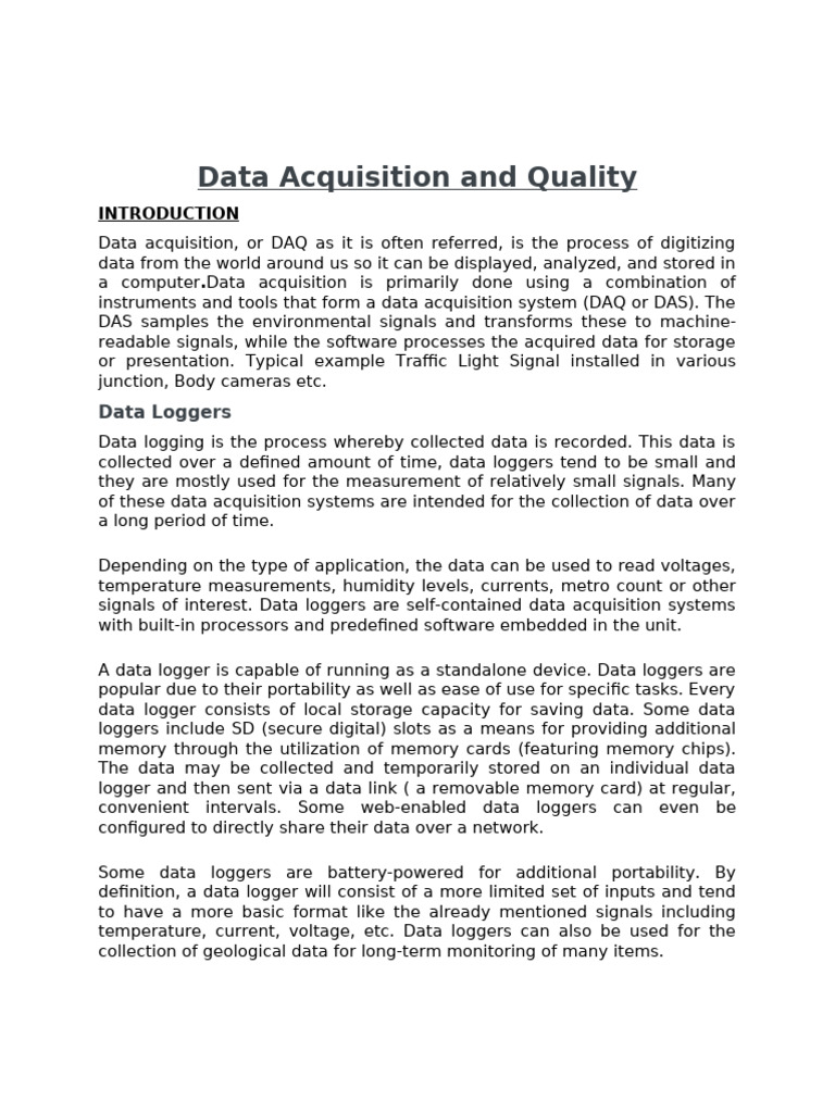 Data Acquisition Systems Explained | PDF | Data Acquisition | Data