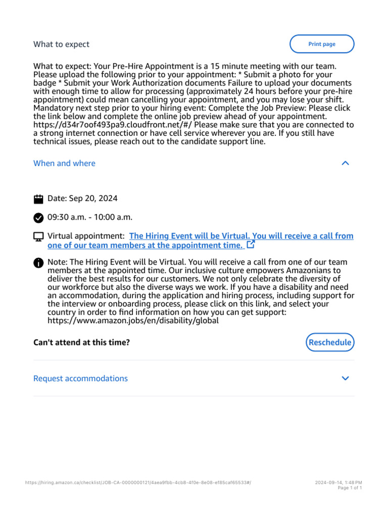 Amazon Pre Hire Appointment Guide Pdf