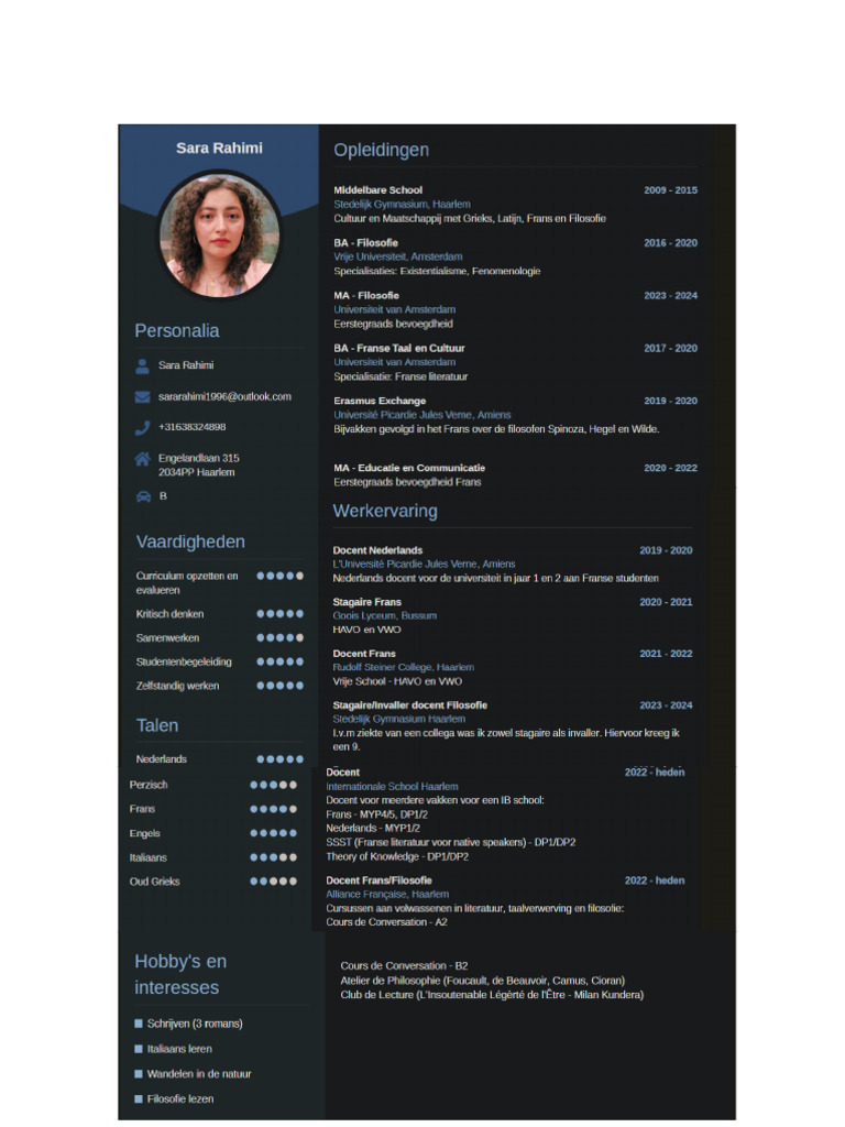 CV Sara Rahimi 2025 | PDF