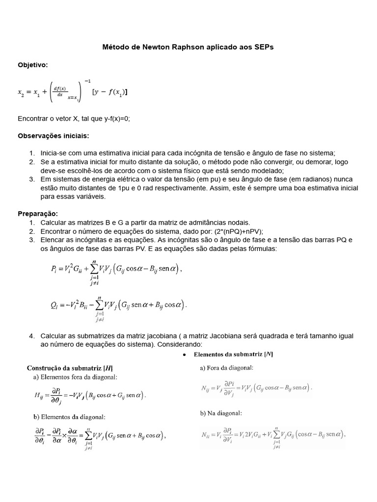 Método de Newton Raphson em SEPs | PDF