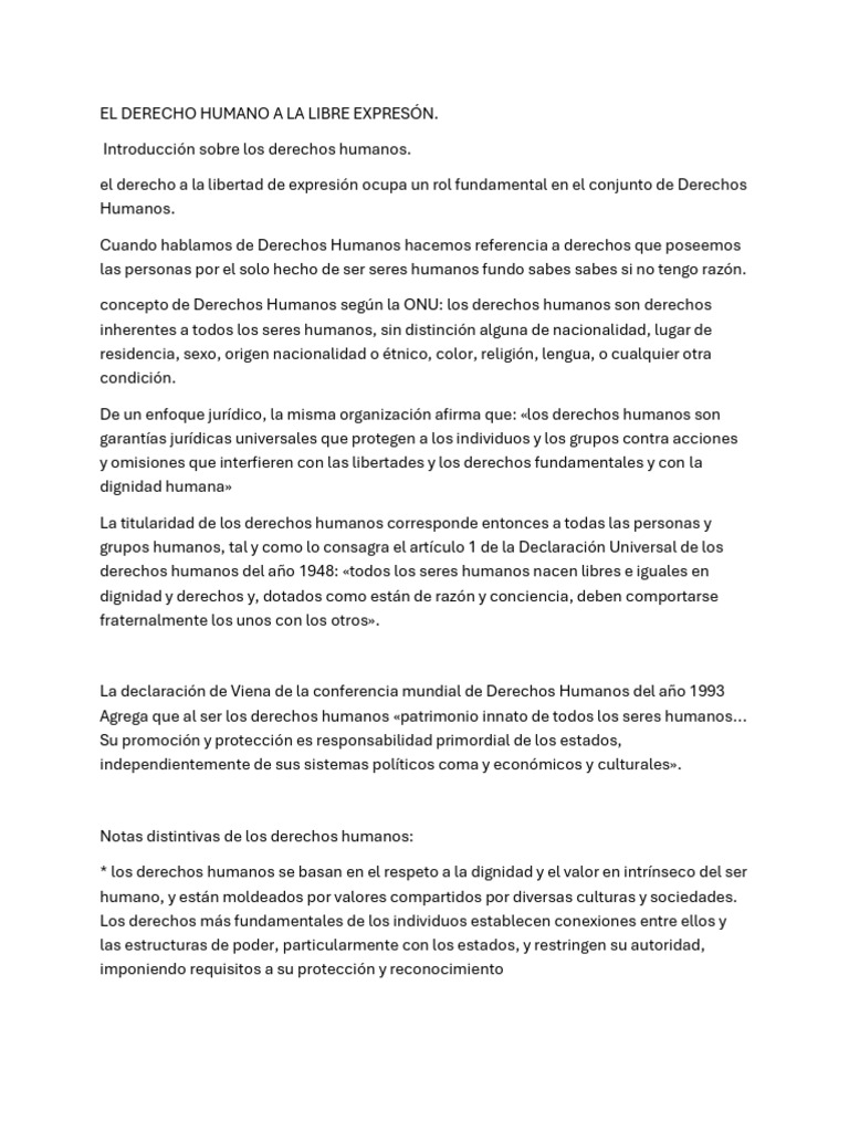 Derecho a la Libertad de Expresión | PDF | Derechos humanos | Libertad ...