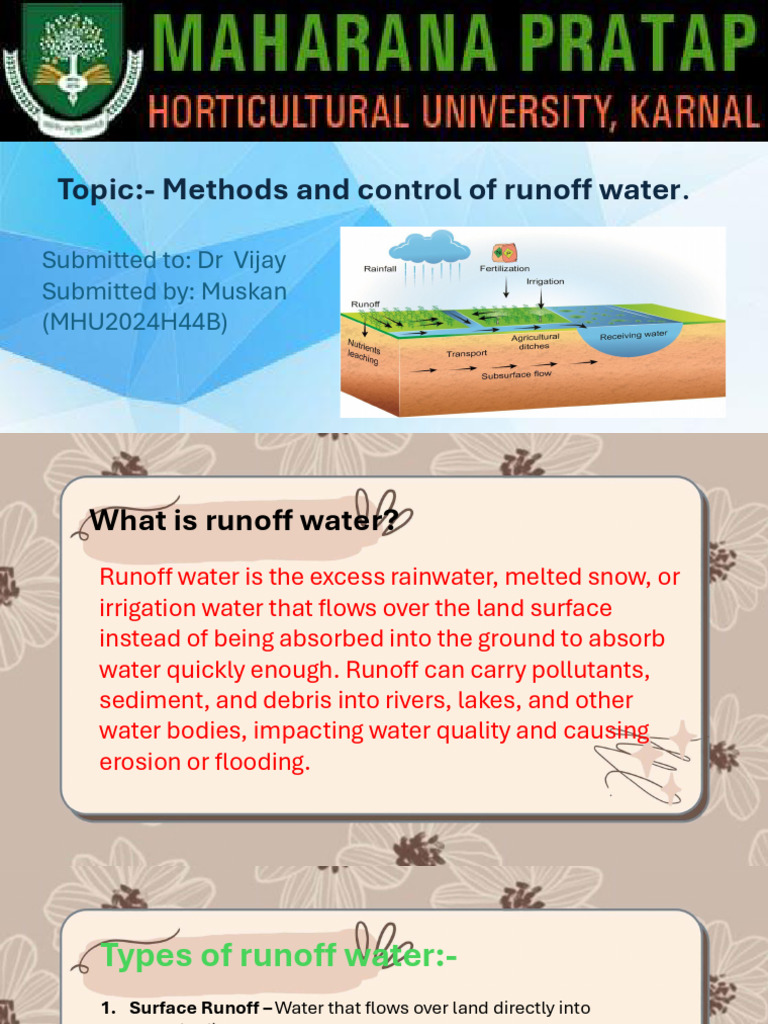 Runoff Water Management Methods | PDF | Surface Runoff | Stormwater