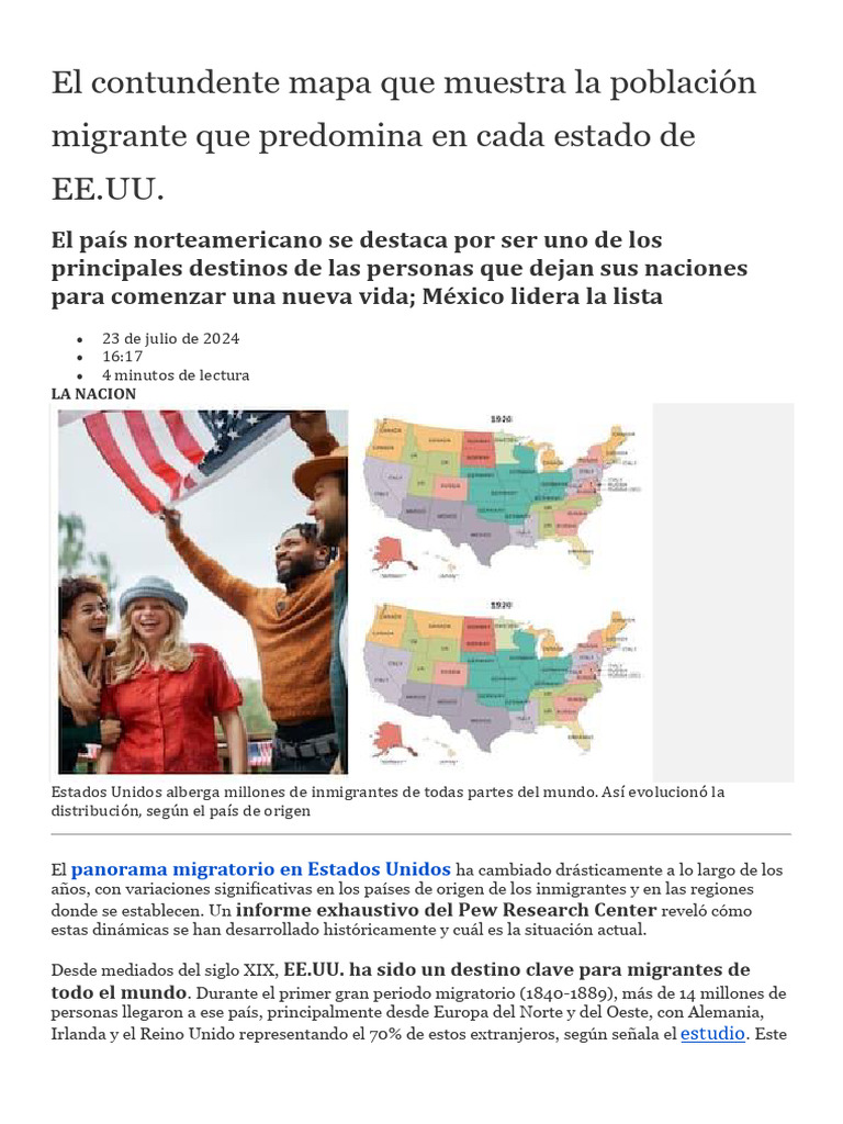 Evolución de la Migración en EE.UU. | PDF | Migración humana | Inmigración