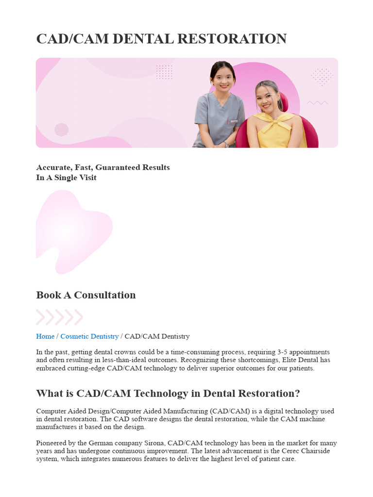 Cad - Cam Dental Restoration | PDF | Dentistry | Health Sciences