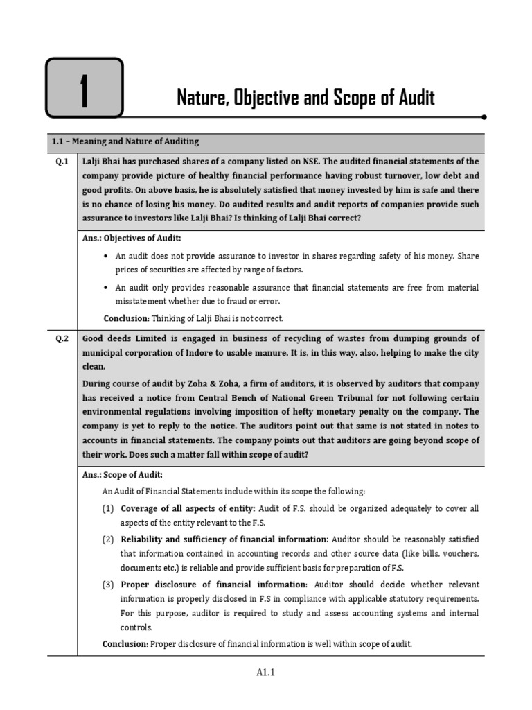 Understanding Audit: Nature, Objectives, Scope | PDF | Audit | Internal ...