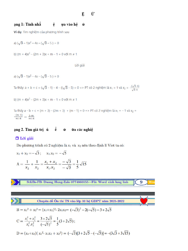 Hệ thức Vi-et | PDF