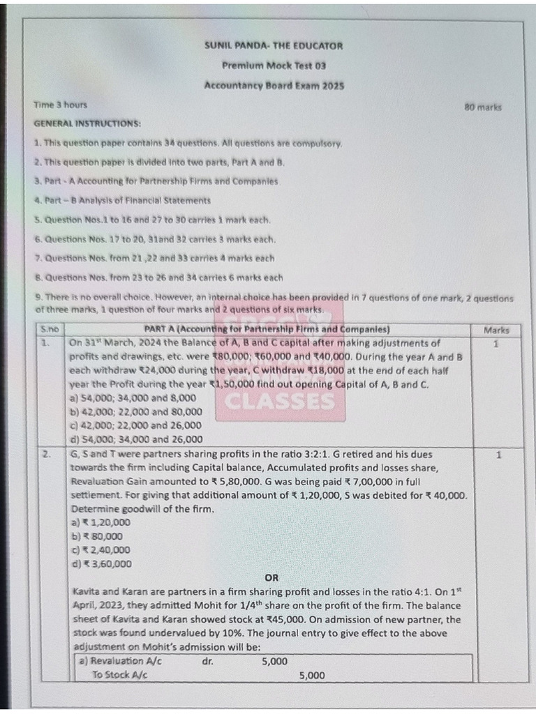 Mock 3 Question Paper Pdf