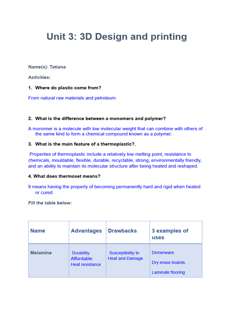 3D Design: Thermoplastics Overview | PDF | Thermoplastic | Plastic