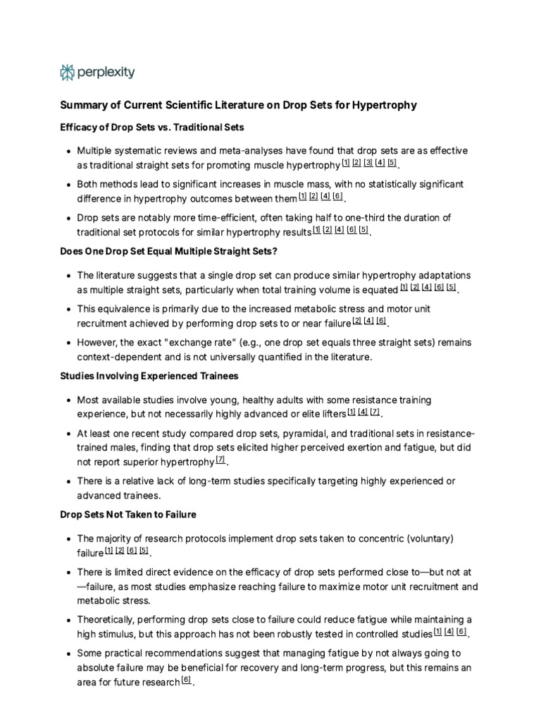 Summary of Current Scientific Literature On Drop Sets | PDF | Strength ...