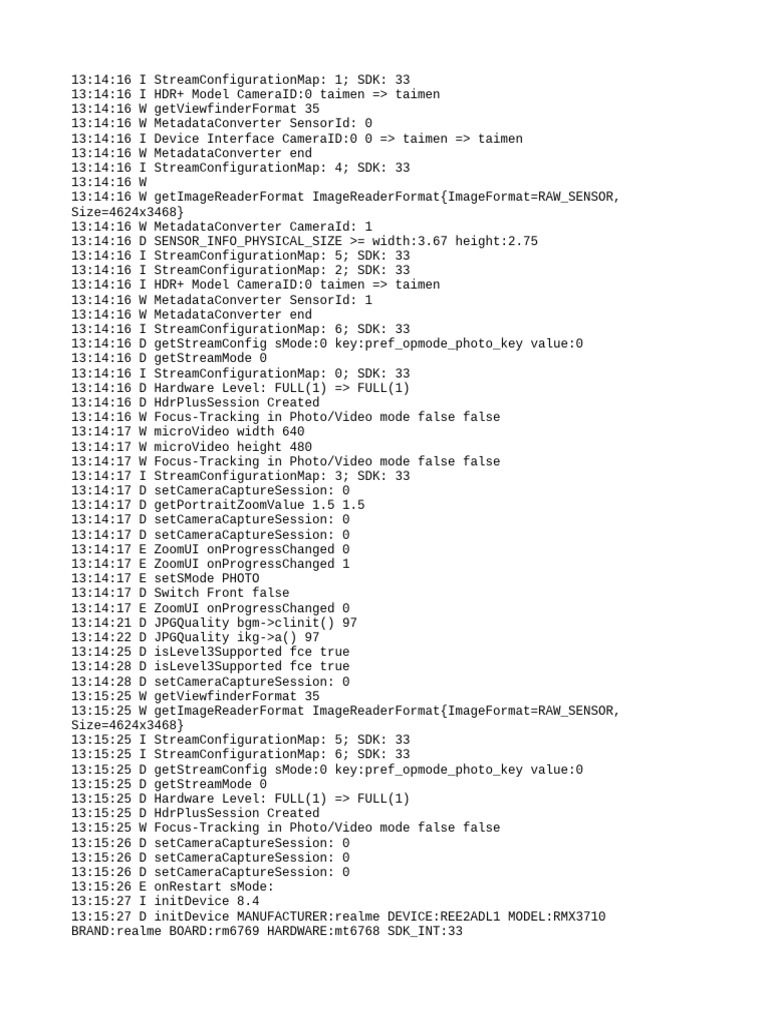 Camera Configuration Log for Taimen | PDF | Software Development Kit ...