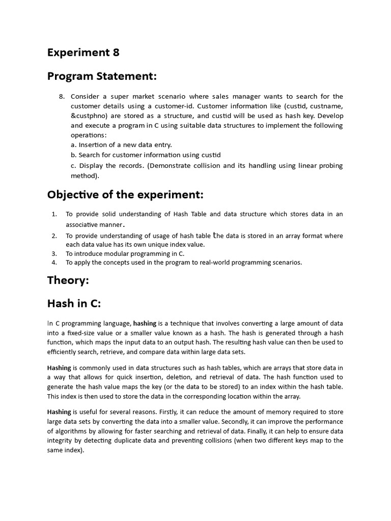 C Program for Customer Hashing | PDF | Computer Data | Software Engineering