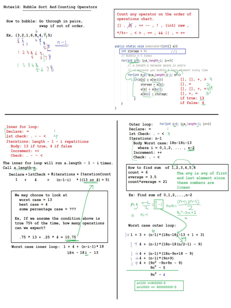 Note14-Bubble Sort and Counting Operators | PDF