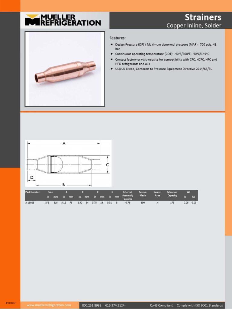Copper Inline Strainers Specifications | PDF