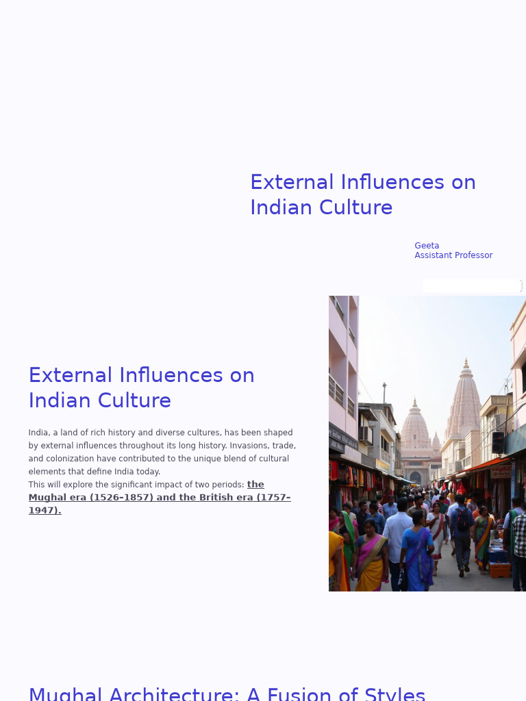 Cultural Influences on India: Mughal & British | PDF | Mughal Empire ...